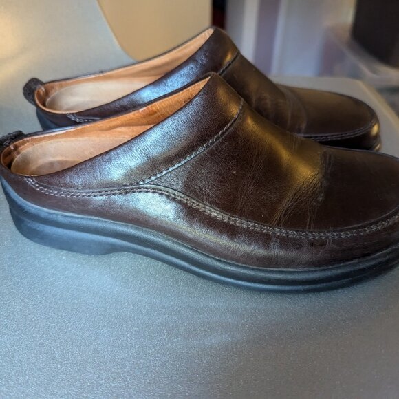 FOOTPRINTS ASHBY Brown LEATHER SLIP-ON Mules CLOG size 38 - Picture 3 of 7